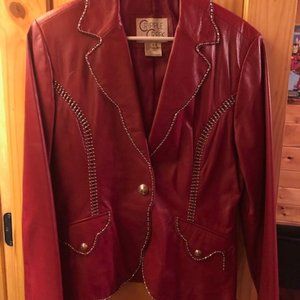 Cripple Creek Red Leather Western Jacket